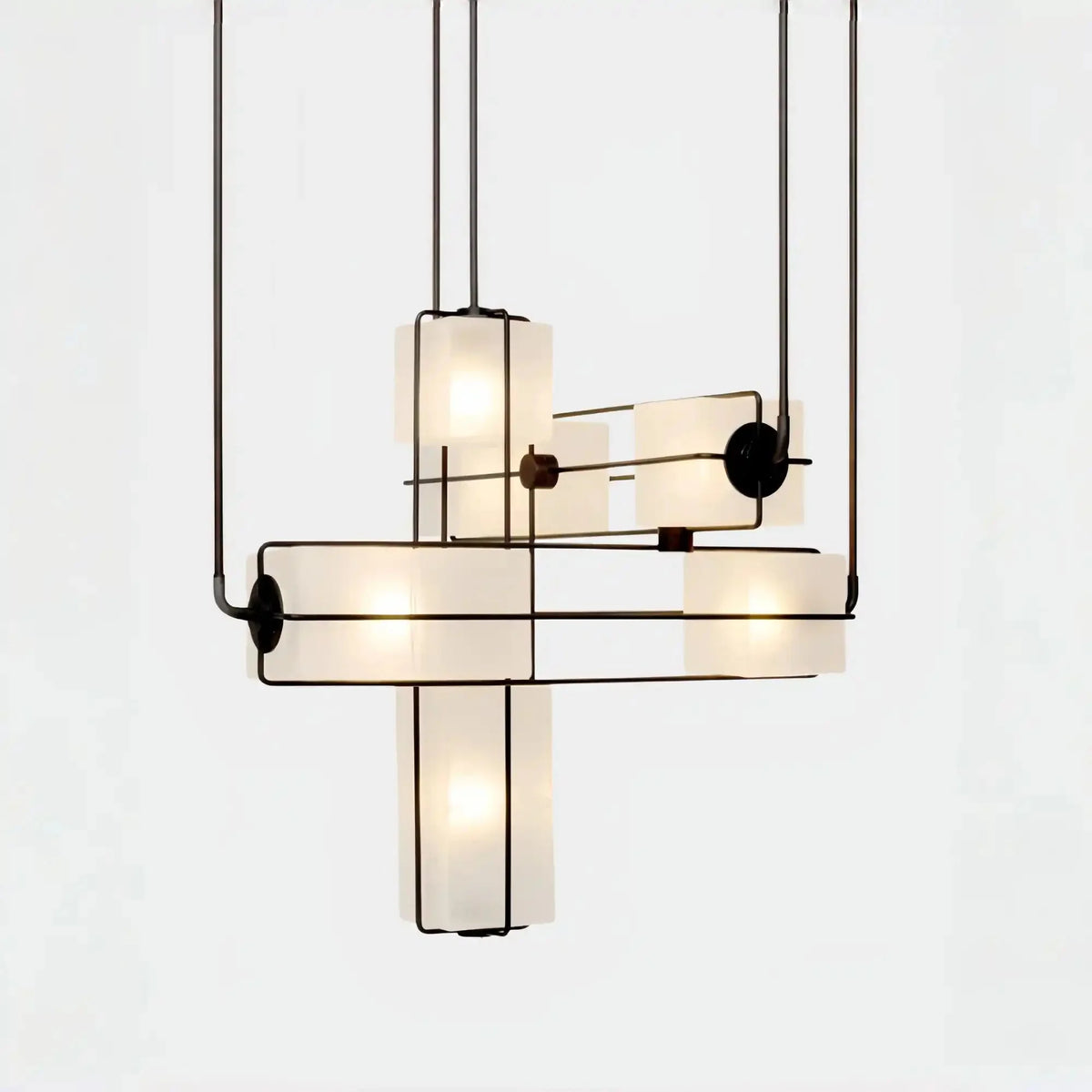 Designer Modern Geometric Grid - Form Handblown Glass Chandelier for Low Ceilings - L35.43"*W35.43"*H51.18"(90cm*90cm*H130cm)Warm Lightcasivra