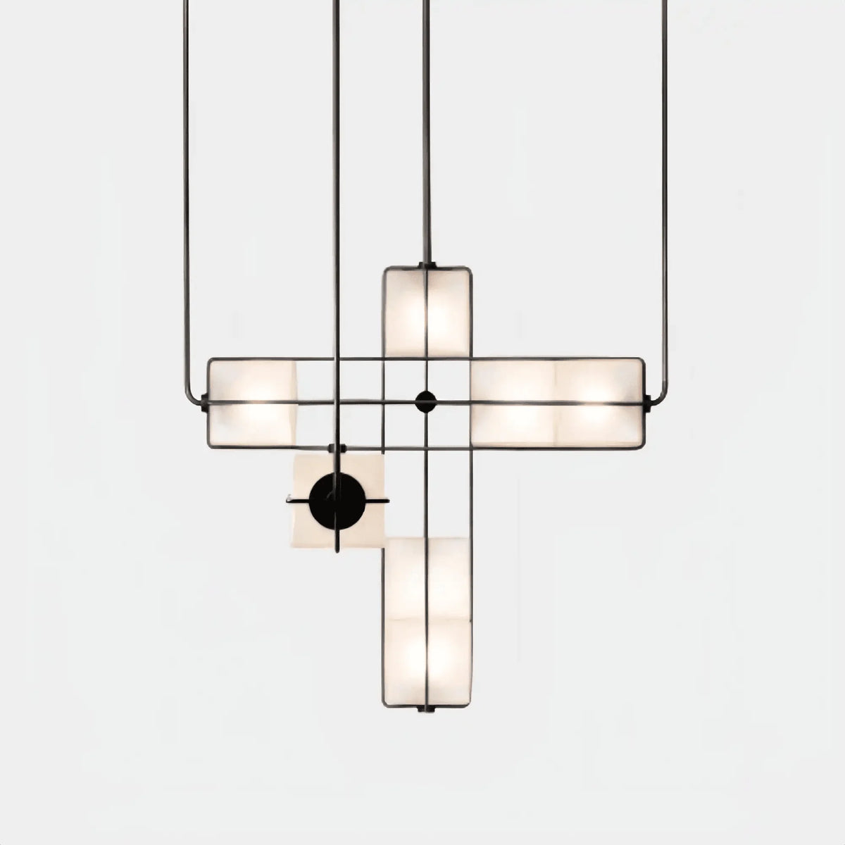 Designer Modern Geometric Grid - Form Handblown Glass Chandelier for Low Ceilings - L35.43"*W35.43"*H51.18"(90cm*90cm*H130cm)Warm Lightcasivra