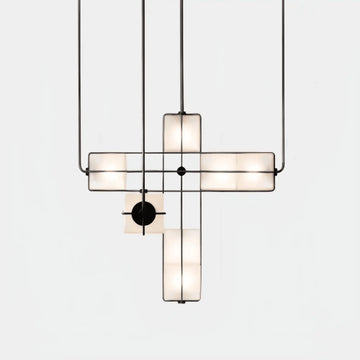 Designer Modern Geometric Grid - Form Handblown Glass Chandelier for Low Ceilings - L35.43"*W35.43"*H51.18"(90cm*90cm*H130cm)Warm Lightcasivra