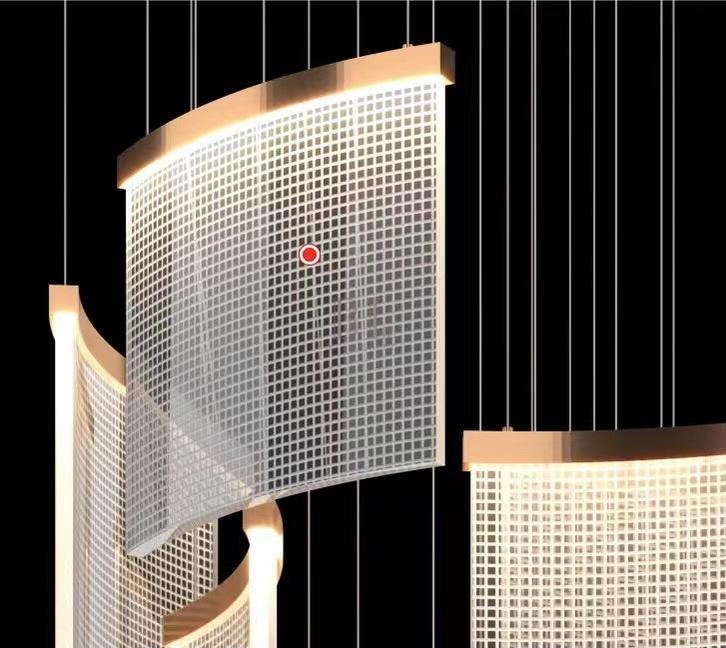 Designer Tile Chandelier For Foyer And High Ceiling Living Room - 17 Lights/D35.4"*H118.1"White Lightcasivra