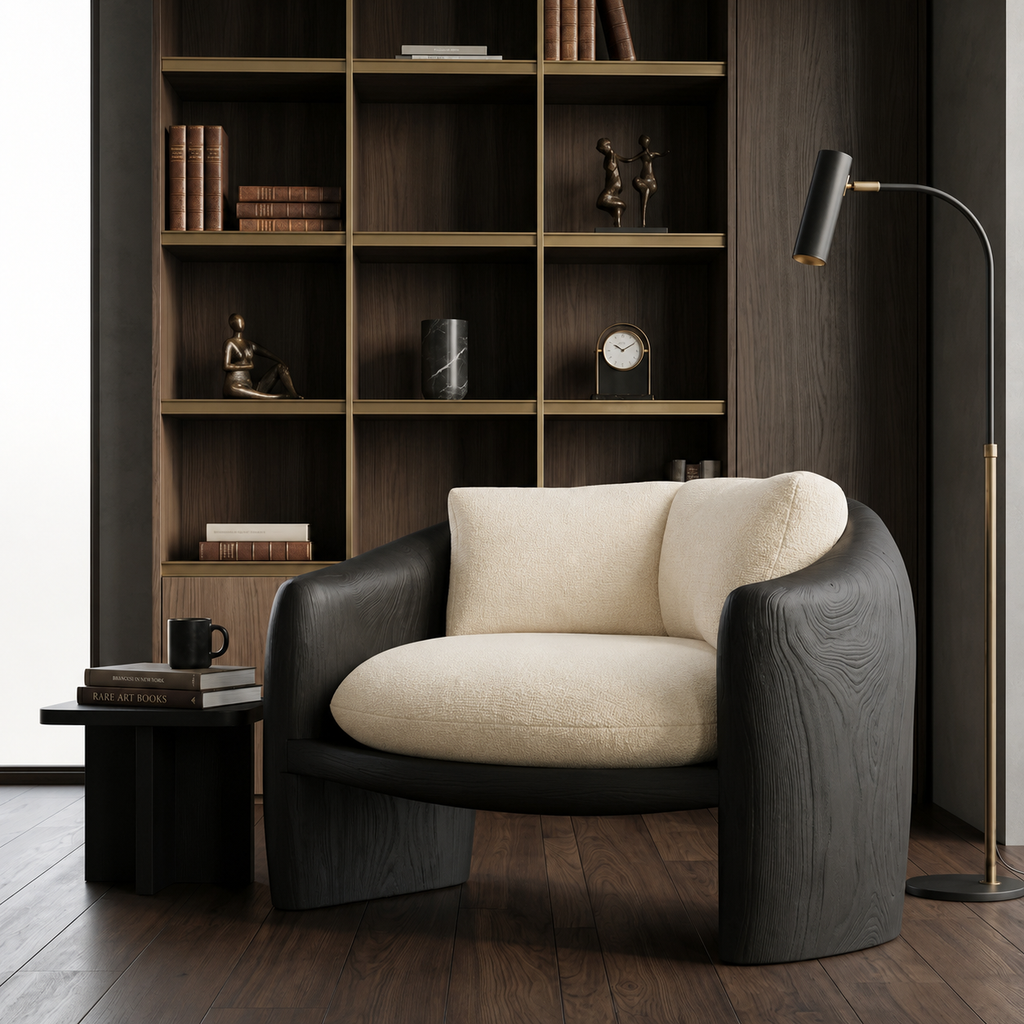 Modern Organic Lounge Chair Sculptural Form For Living Room