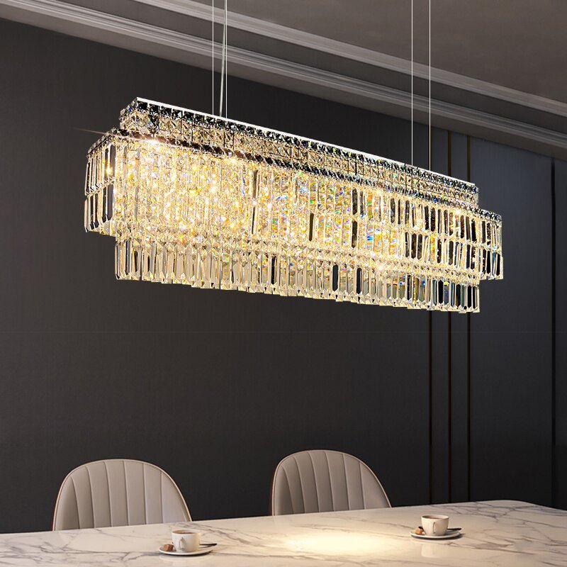 Stefano rectangular crystal dining chandelier in black