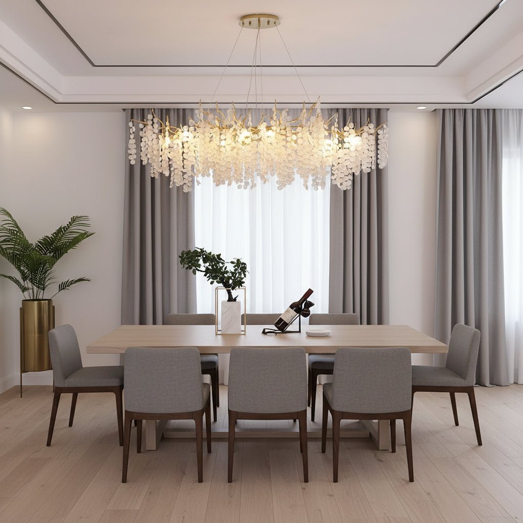 Albero frosted glass dining chandelier over a dining table