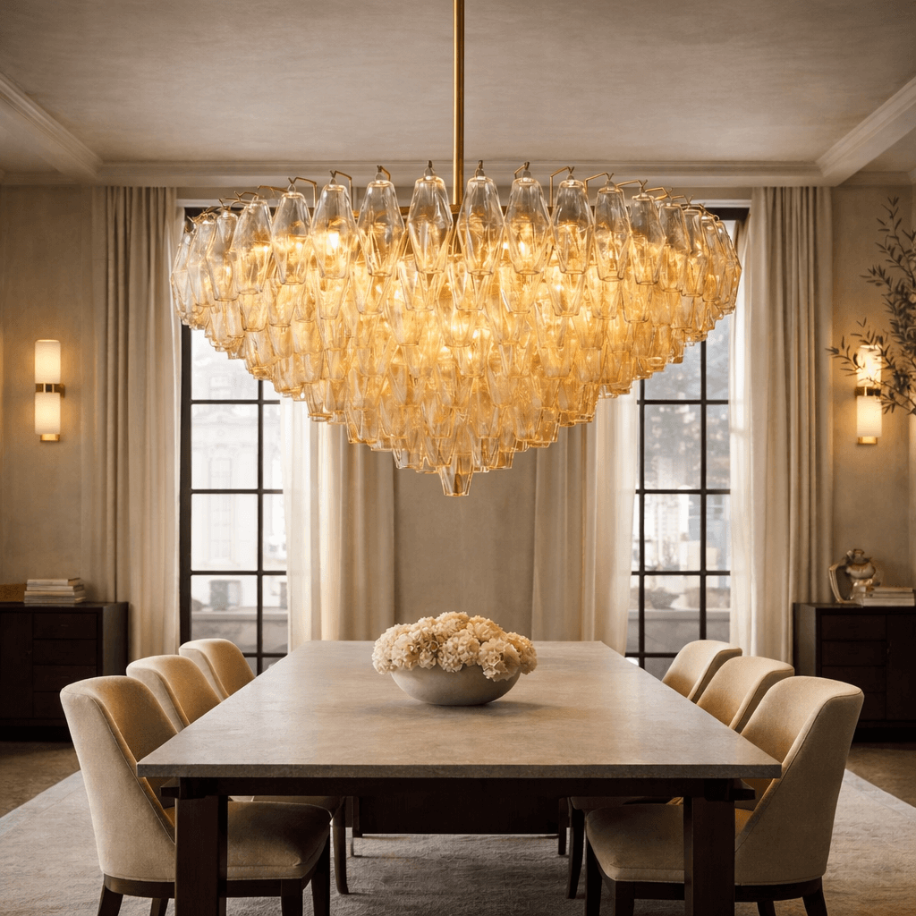 Burnley glass chandelier full fixture view