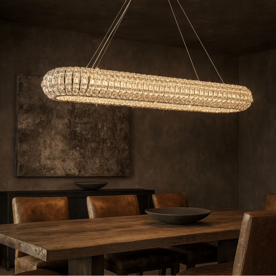 Bacci modern crystal chandelier full fixture view
