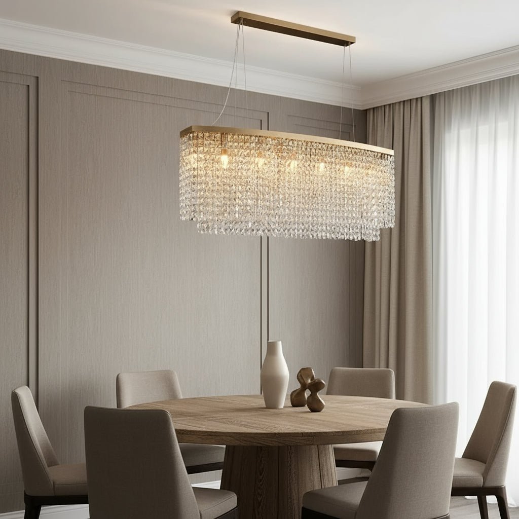 Alleri 47-inch crystal dining chandelier on polished steel