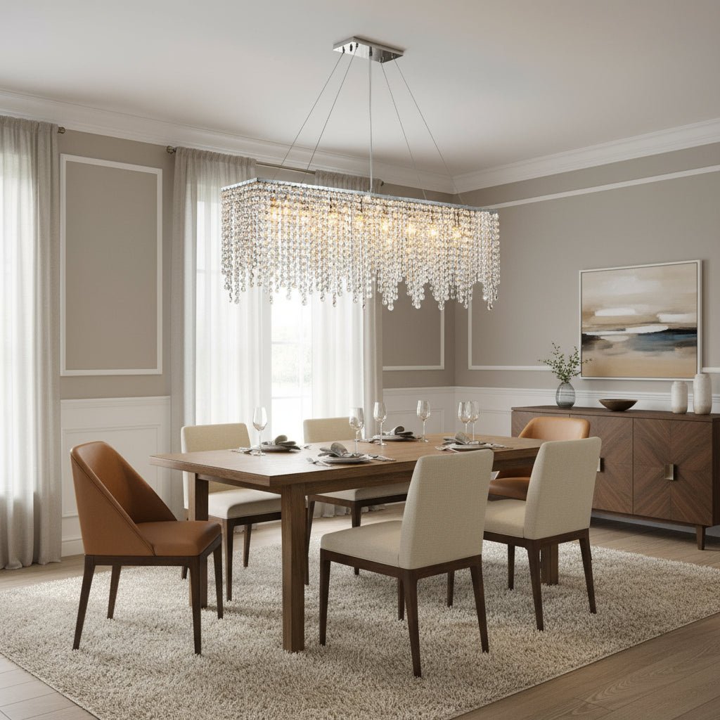 Alleri 39-inch crystal dining chandelier on polished steel