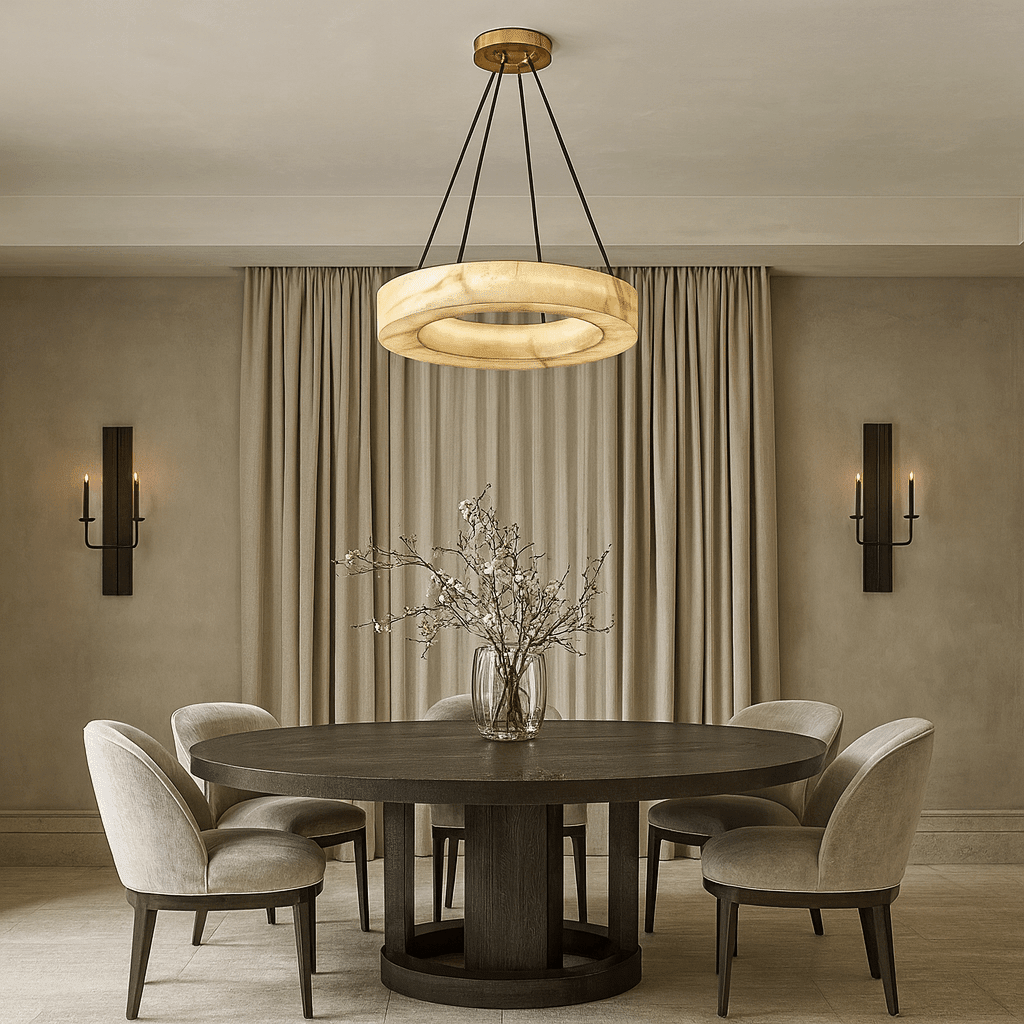 Palmer Spanish marble chandelier on a brass plate