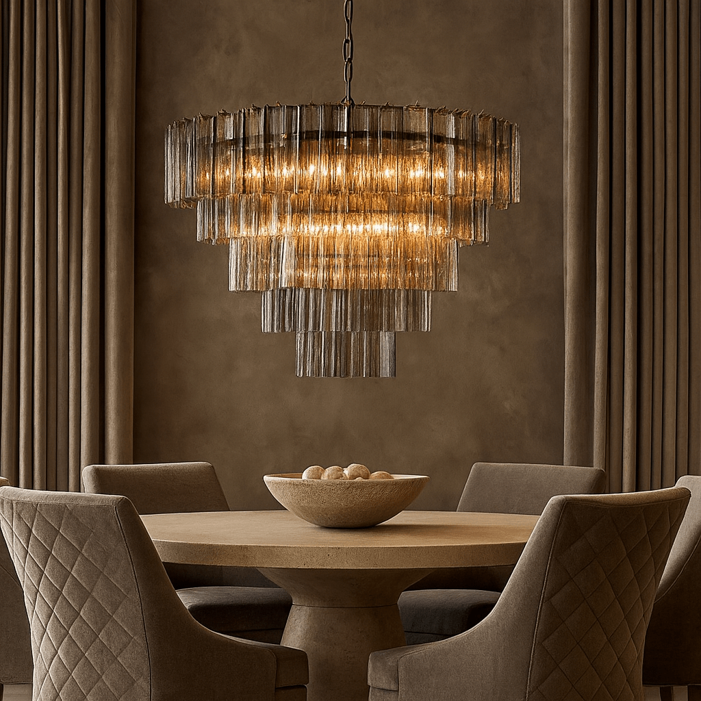 Burney 35-inch modern chandelier illuminated