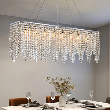 Adena crystal tassel dining chandelier over a dining table