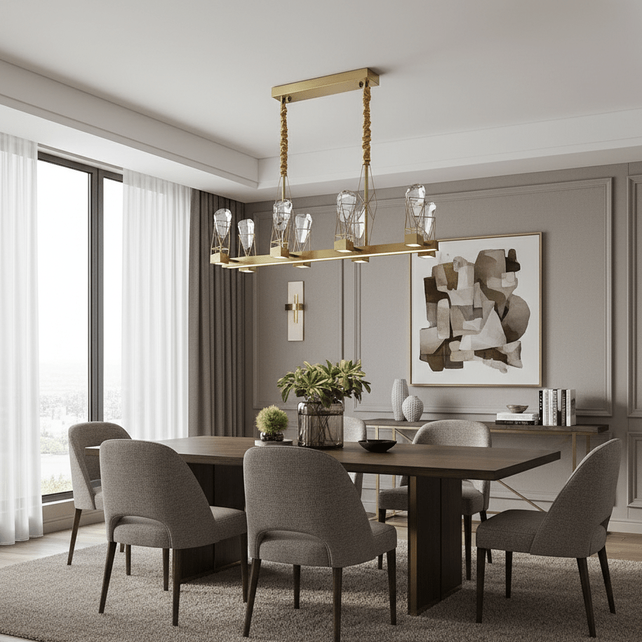 Miller dining chandelier over a dining table