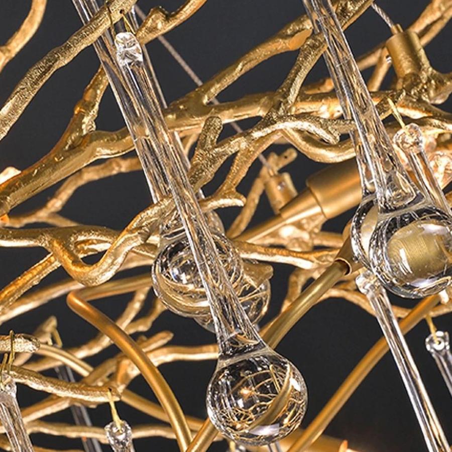 Doris Branch Crystal Chandelier Light - GoldLength 100 cm x Width 62 cm x Height 50 cmcasivra