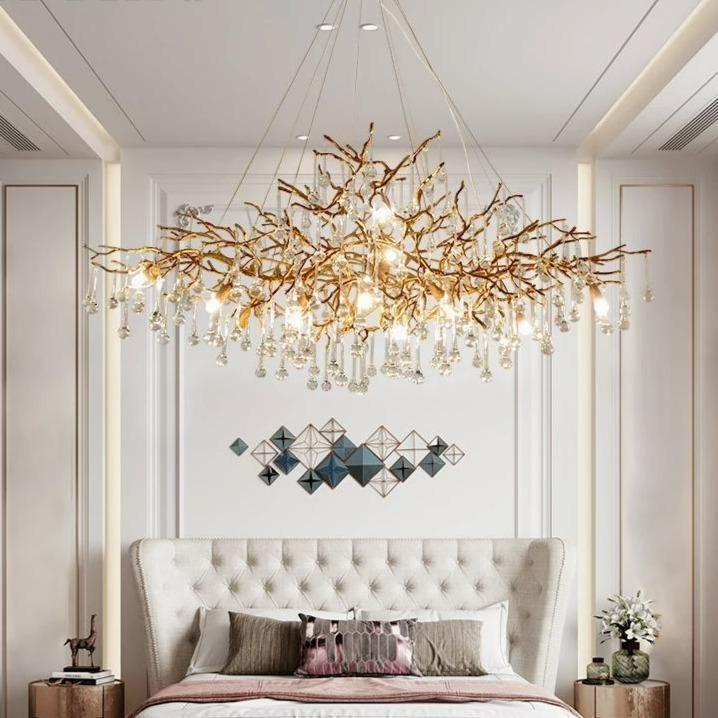 Doris Branch Crystal Chandelier Light - GoldLength 100 cm x Width 62 cm x Height 50 cmcasivra