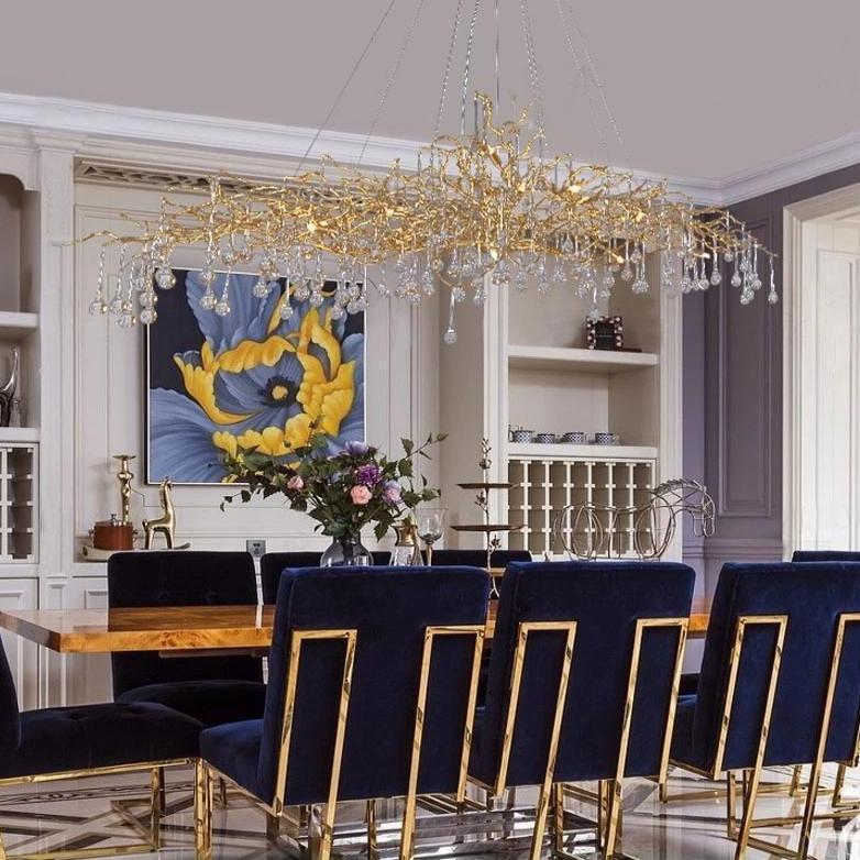Doris Branch Crystal Chandelier Light - GoldLength 100 cm x Width 62 cm x Height 50 cmcasivra