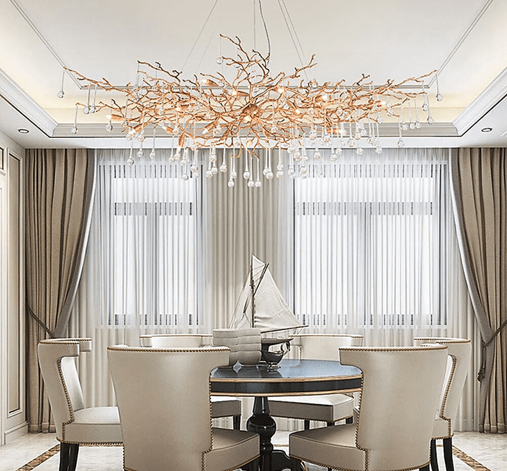 Doris Branch Crystal Chandelier Light - GoldLength 100 cm x Width 62 cm x Height 50 cmcasivra