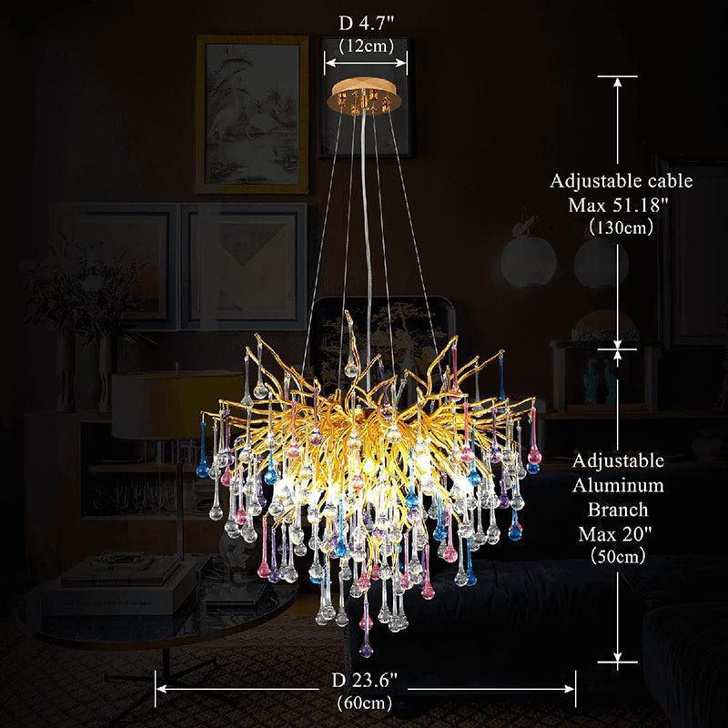 Doris Crystal Branch Chandelier 23.5"D Gold - casivra
