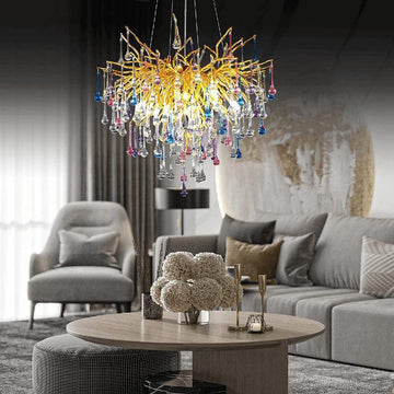 Doris Crystal Branch Chandelier 23.5"D Gold - casivra