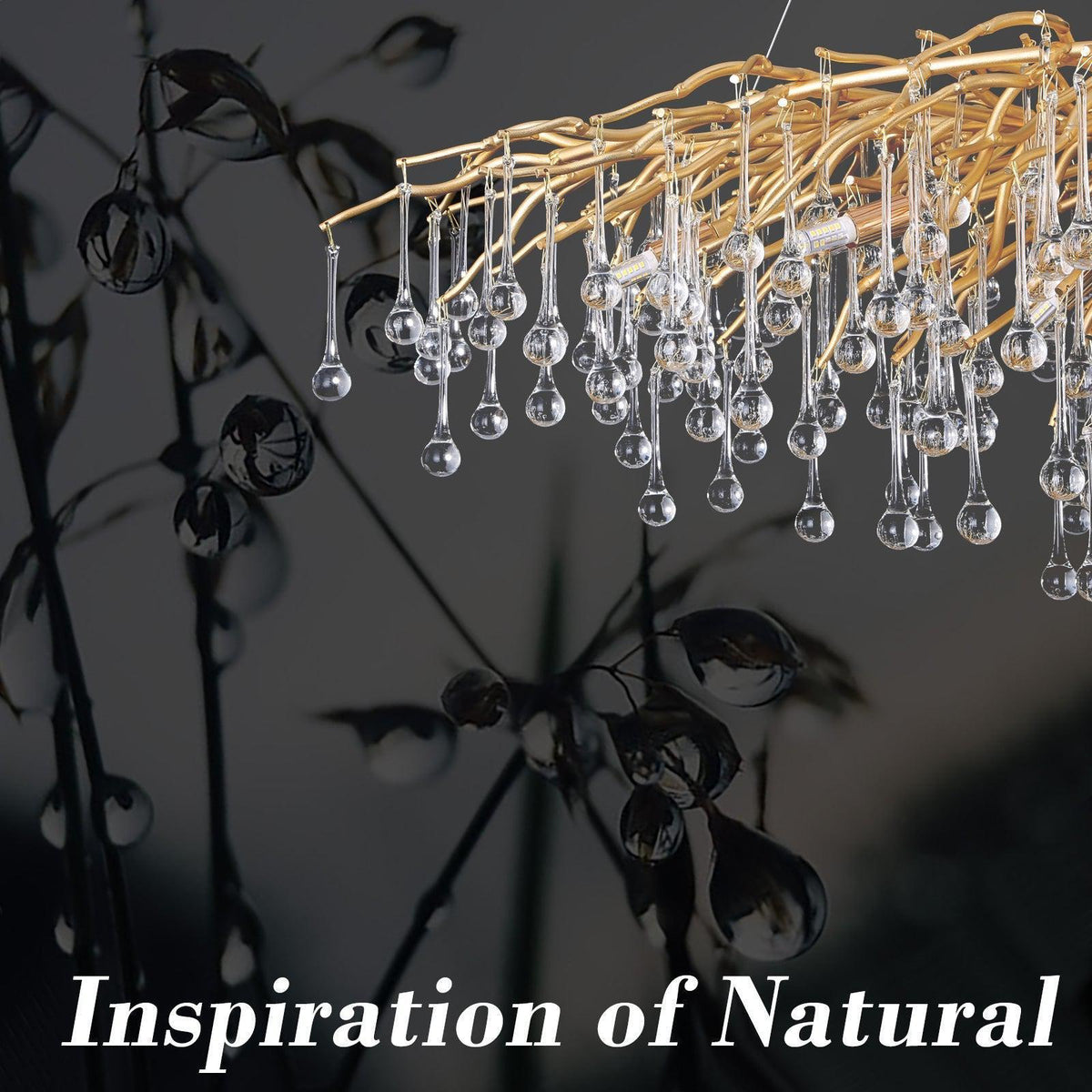 Doris Crystal Rectangular Branch Chandelier L45" - casivra