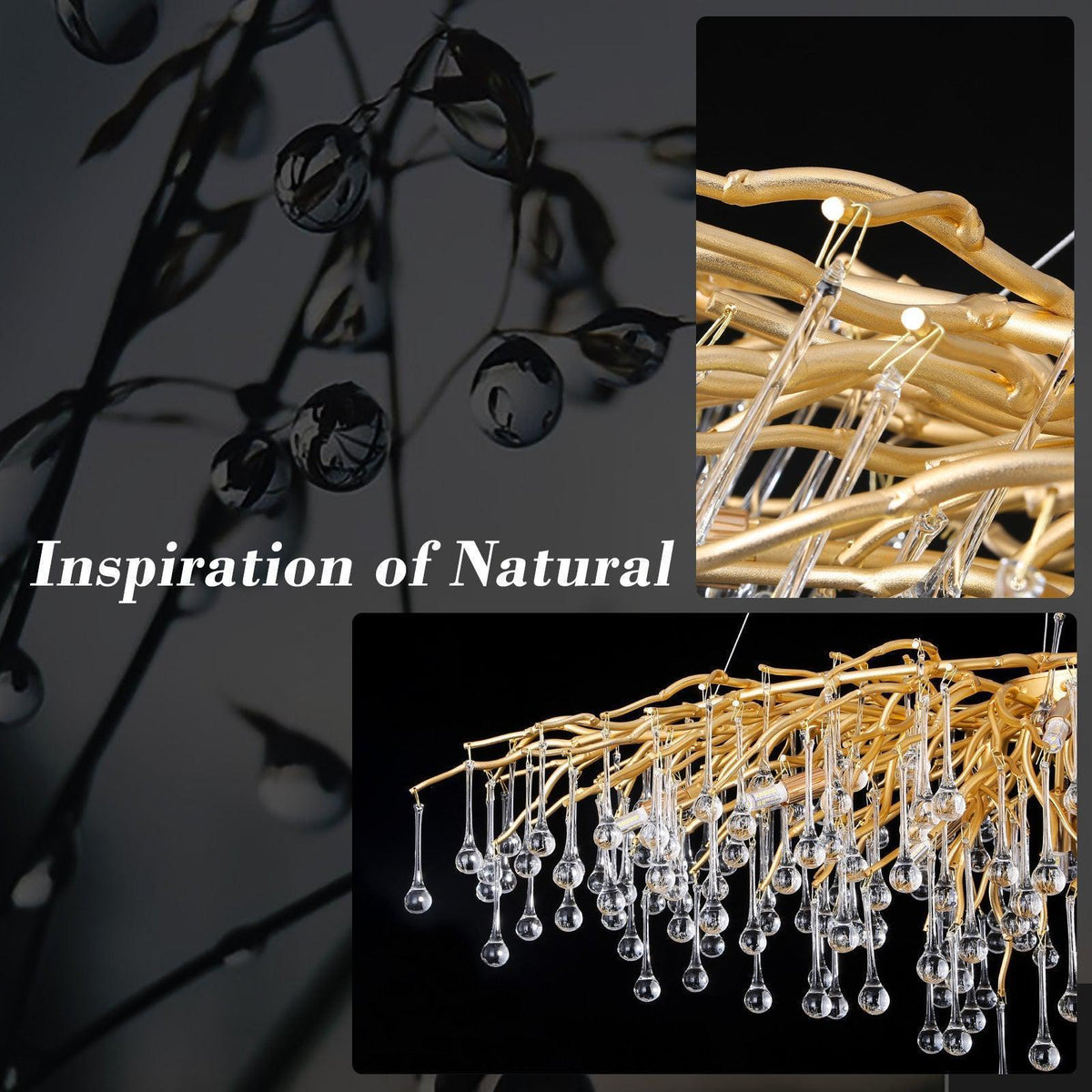 Doris Crystal Rectangular Branch Chandelier L45" - casivra