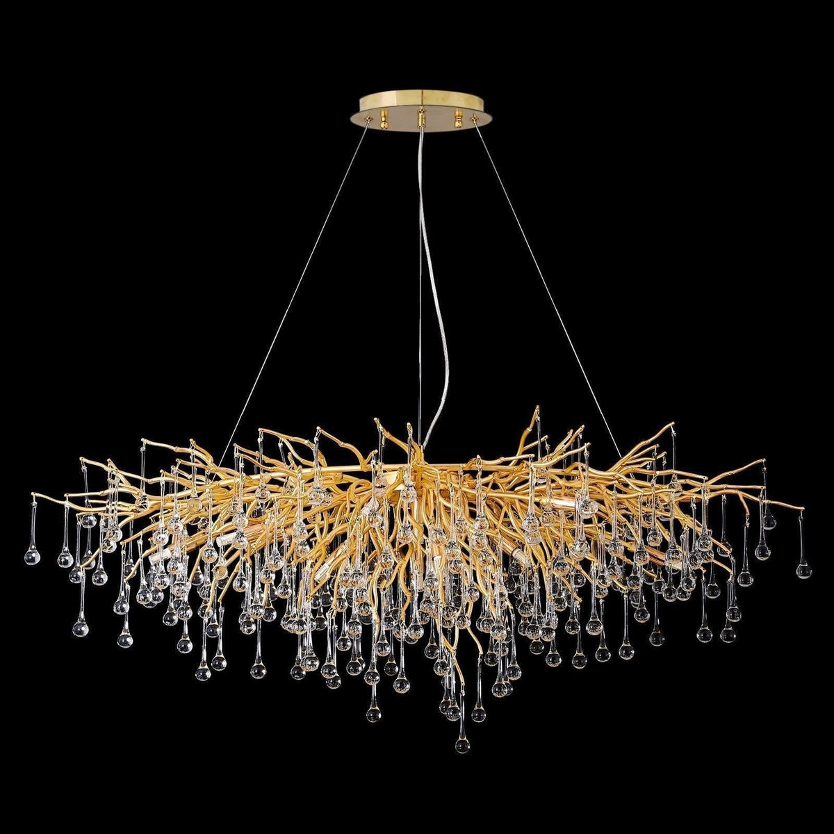 Doris Crystal Rectangular Branch Chandelier L45" - casivra