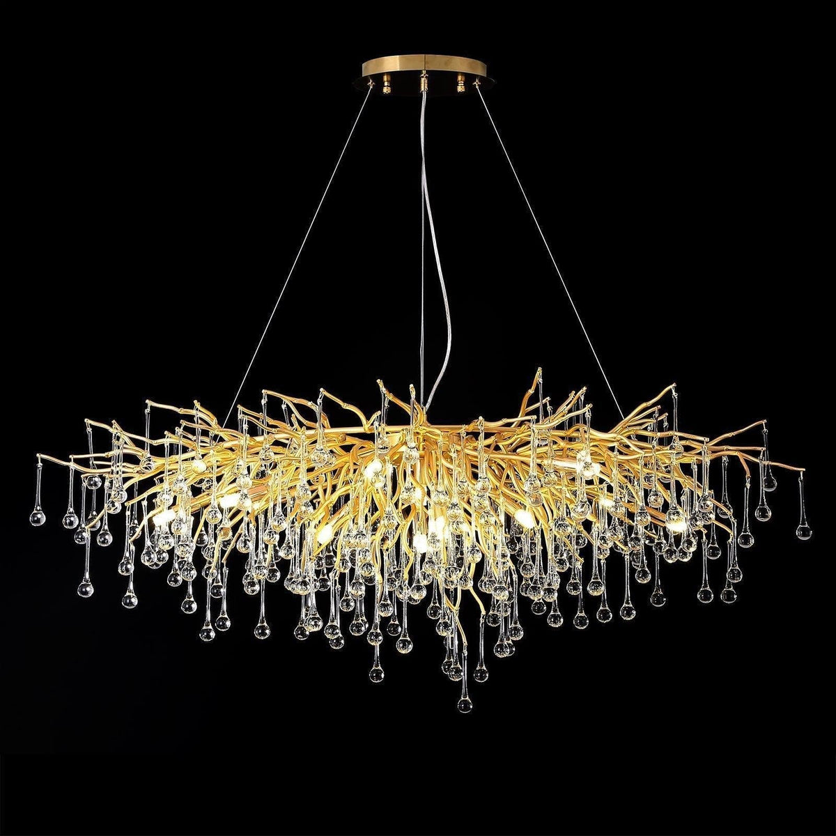Doris Crystal Rectangular Branch Chandelier L45" - casivra