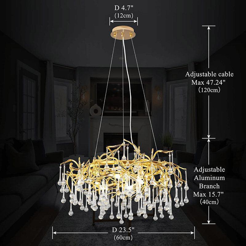 Doris Crystal Round Branch Chandelier 23.5"D Gold - casivra