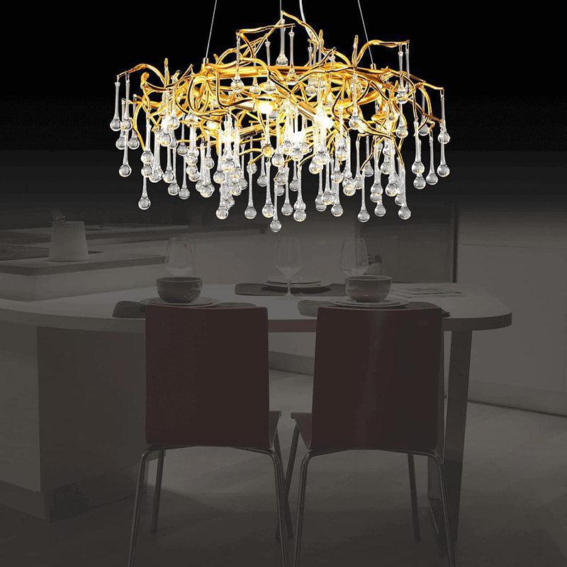 Doris Crystal Round Branch Chandelier 23.5"D Gold - casivra