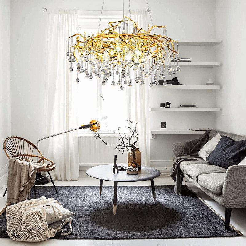 Doris Crystal Round Branch Chandelier 23.5"D Gold - casivra