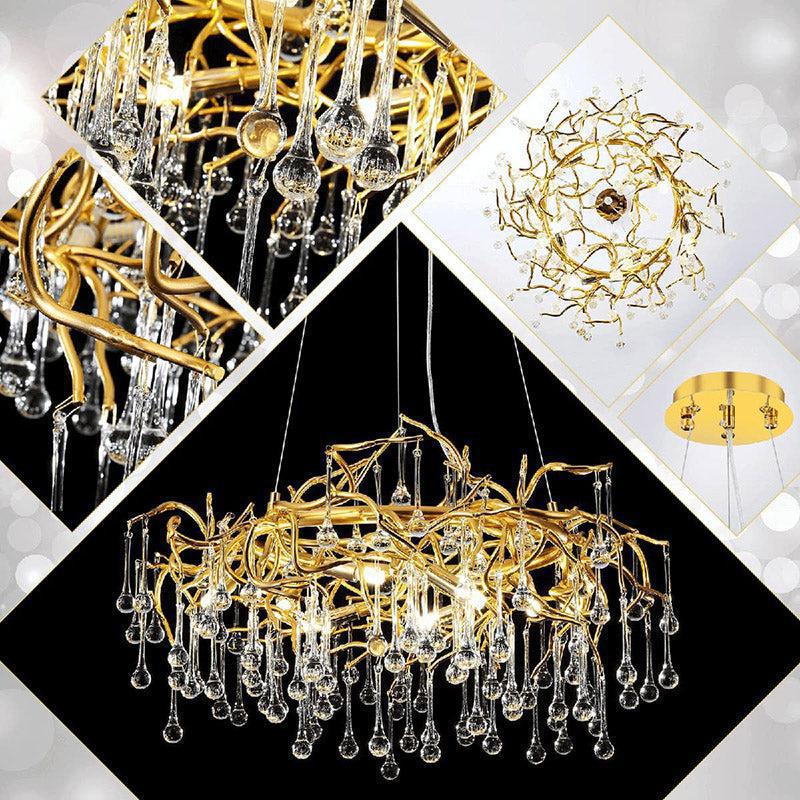 Doris Crystal Round Branch Chandelier 23.5"D Gold - casivra