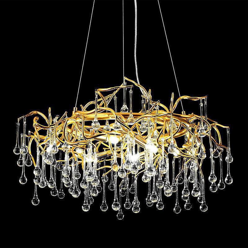 Doris Crystal Round Branch Chandelier 23.5"D Gold - casivra