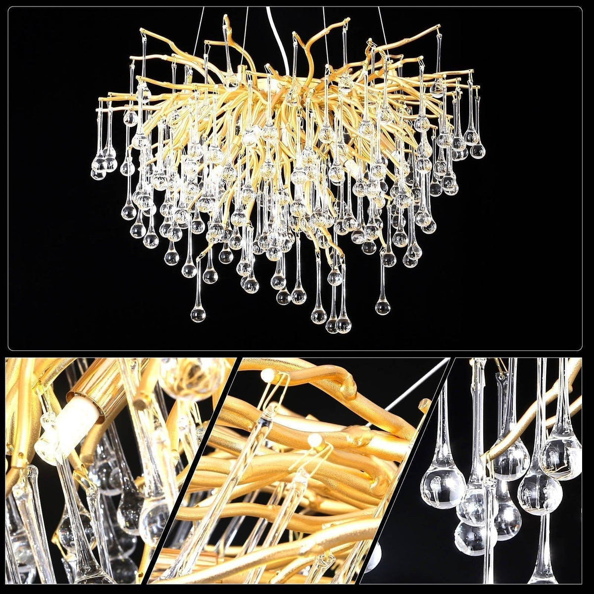 Doris Rain Branch Chandelier 23.5"D Gold - casivra