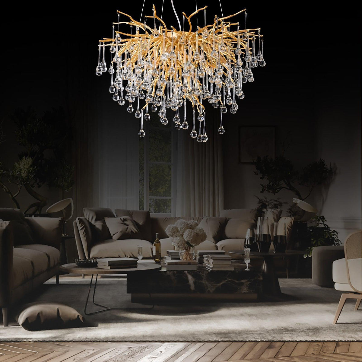 Doris Rain Branch Chandelier 23.5"D Gold - casivra