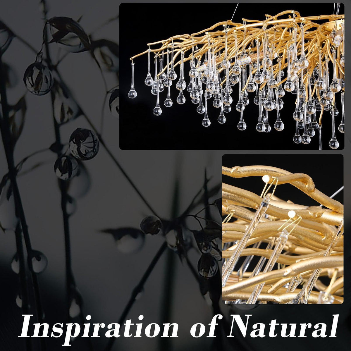 Doris Rain Branch Chandelier 23.5"D Gold - casivra