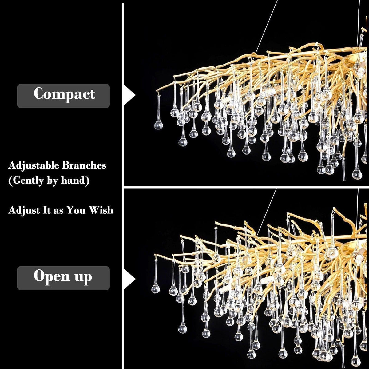 Doris Rain Branch Chandelier 23.5"D Gold - casivra
