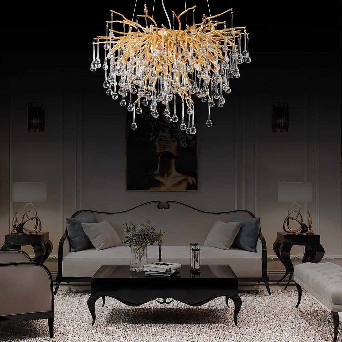 Doris Rain Branch Chandelier 23.5"D Gold - casivra