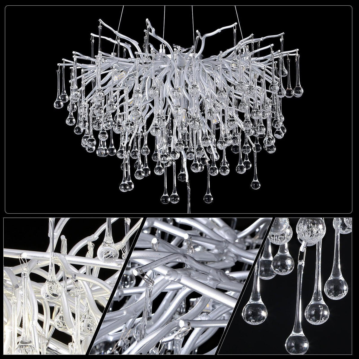 Doris Rain Branch Chandelier Dia 23.5" Silver - casivra