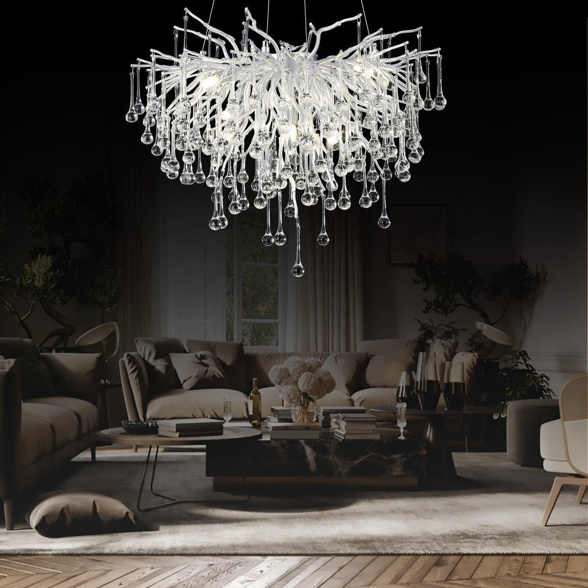 Doris Rain Branch Chandelier Dia 23.5" Silver - casivra