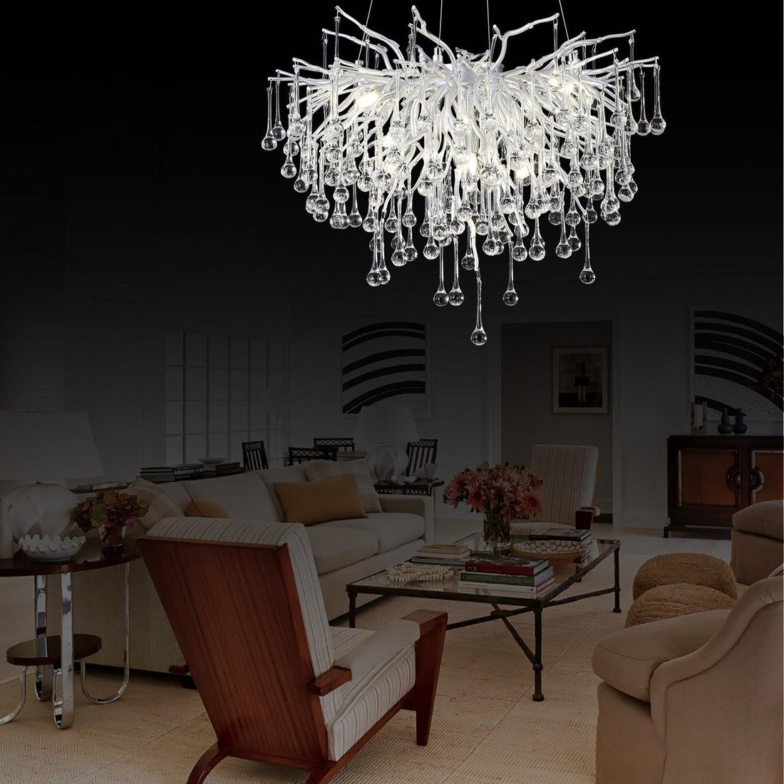 Doris Rain Branch Chandelier Dia 23.5" Silver - casivra