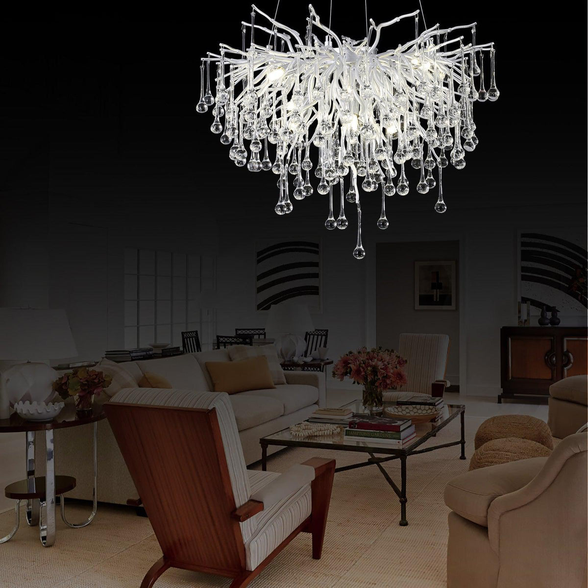 Doris Rain Branch Chandelier Dia 23.5" Silver - casivra