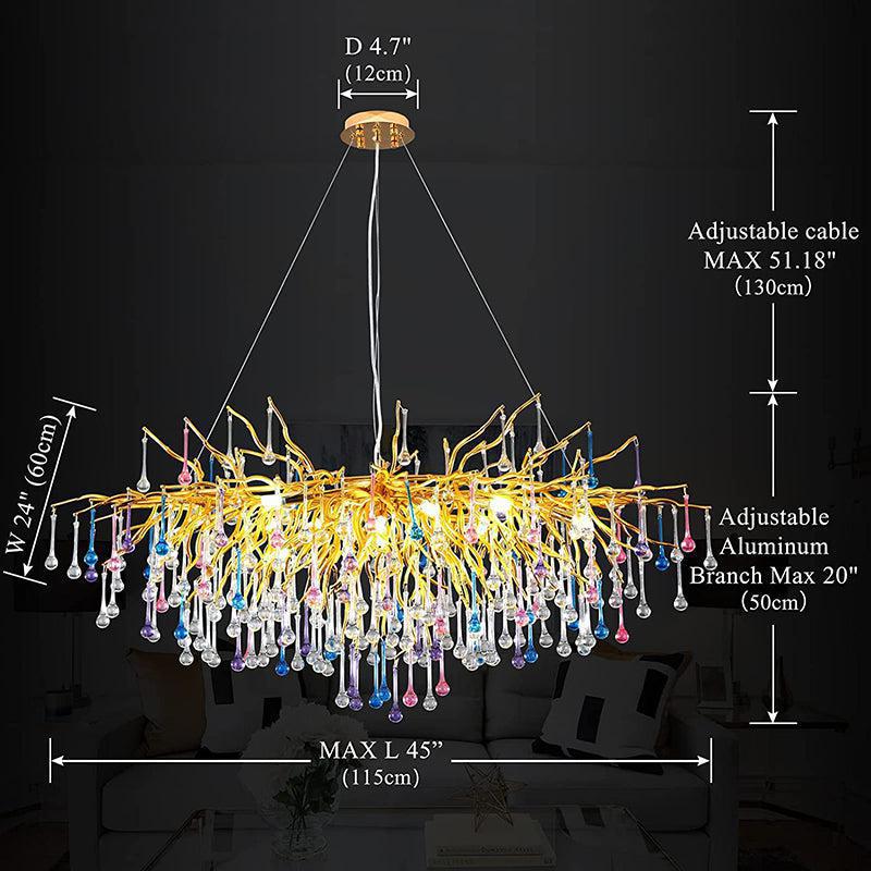 Doris Rain Crystal Branch Chandelier 54"L - casivra