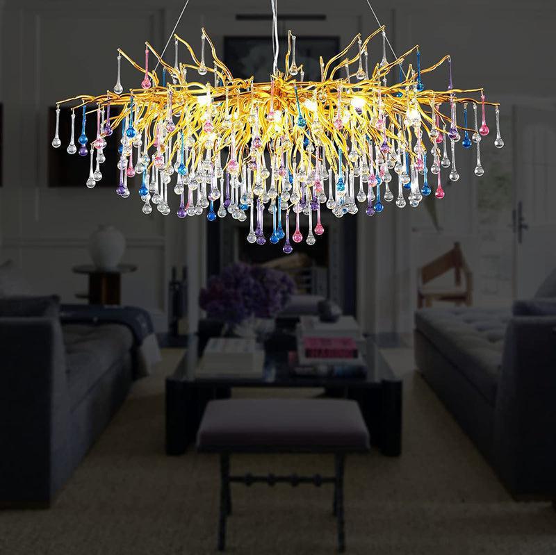 Doris Rain Crystal Branch Chandelier 54"L - casivra