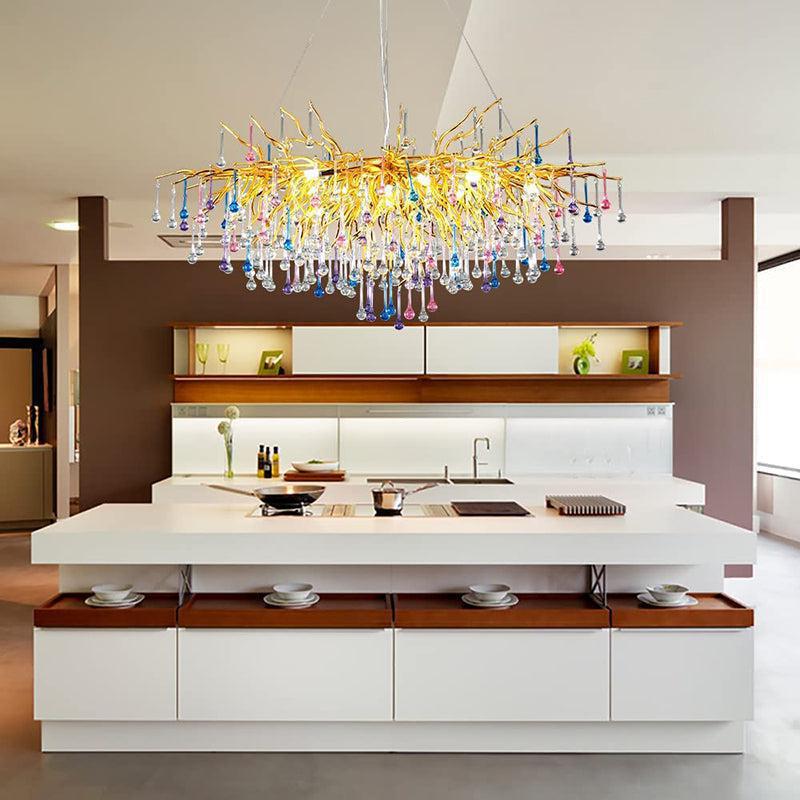 Doris Rain Crystal Branch Chandelier 54"L - casivra