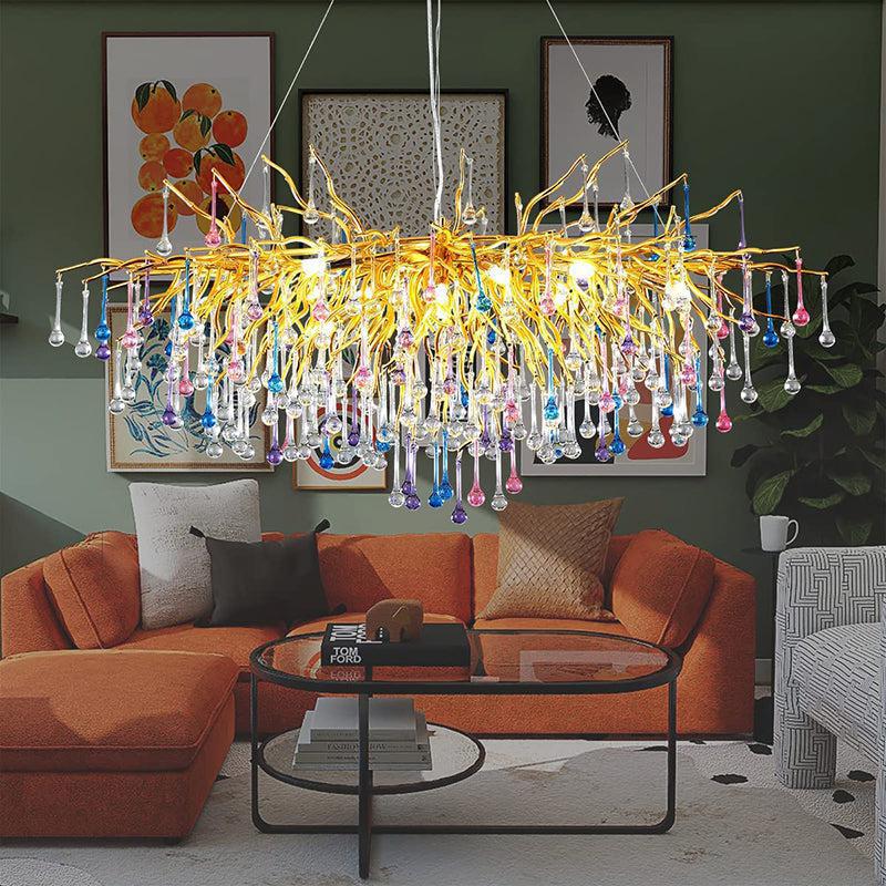 Doris Rain Crystal Branch Chandelier 54"L - casivra