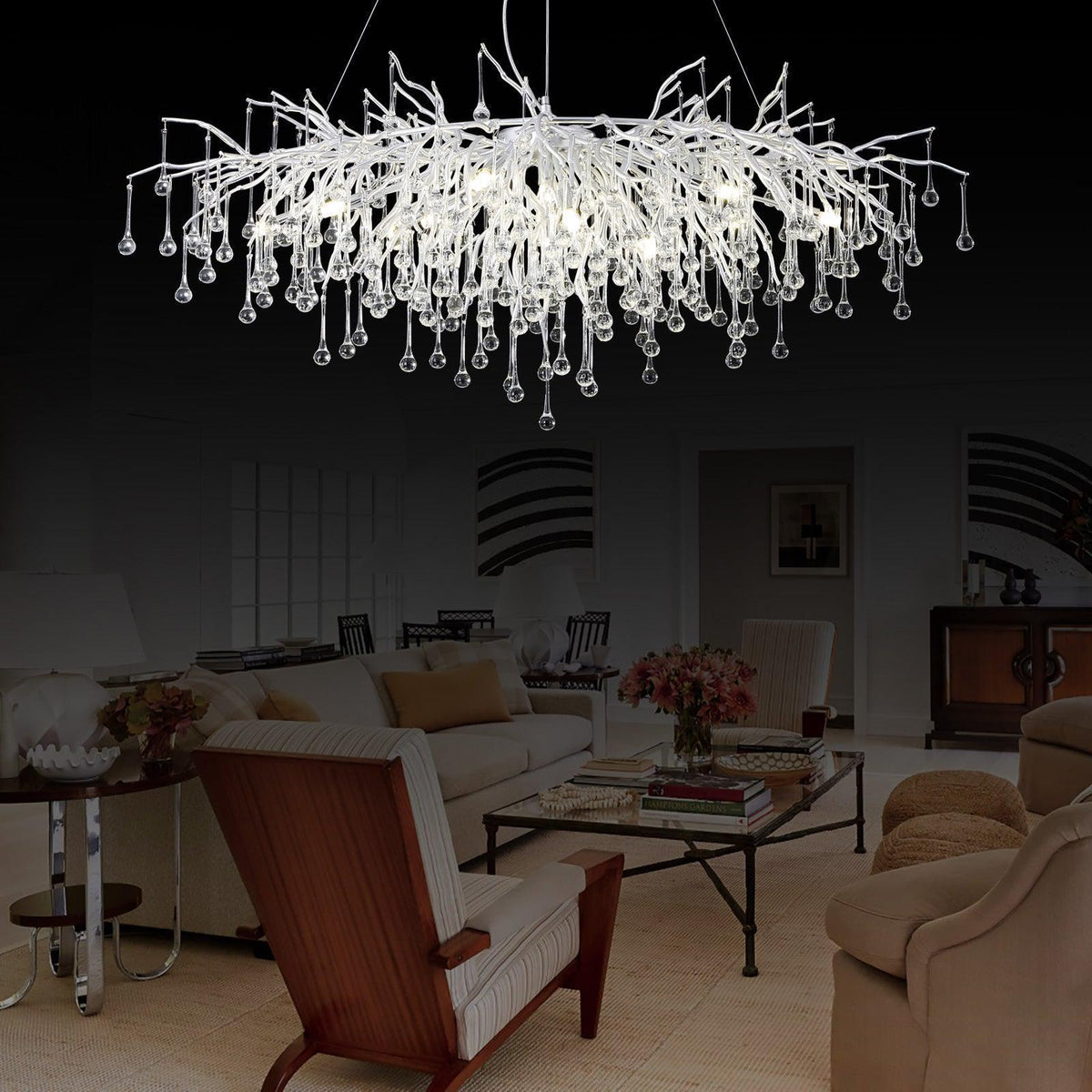 Doris Rectangle Branch Chandelier 45"L Silver - casivra