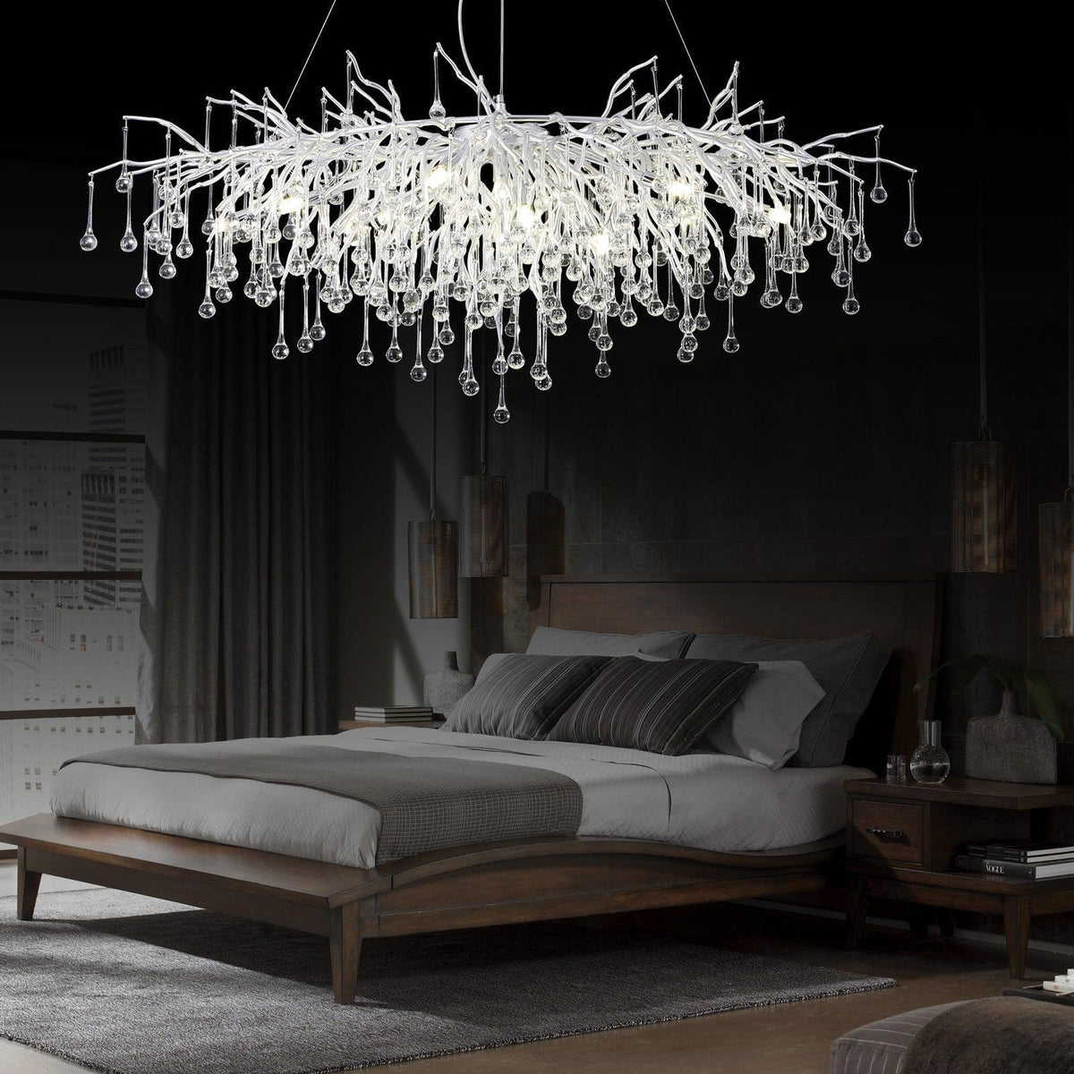 Doris Rectangle Branch Chandelier 45"L Silver - casivra