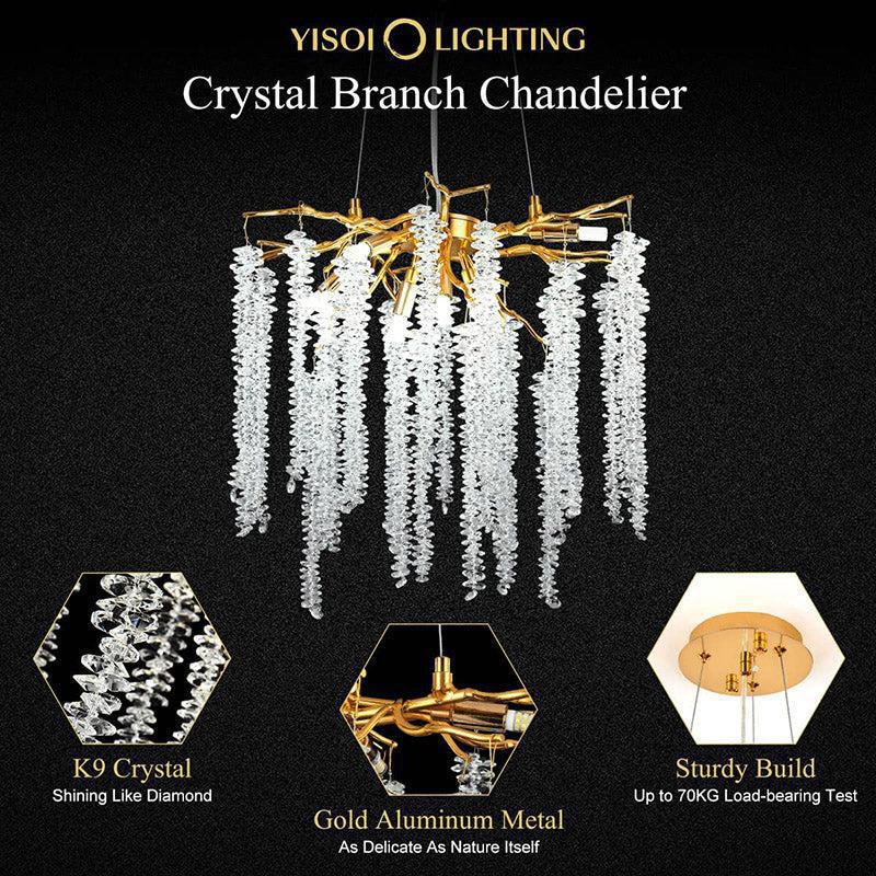 Doris White Crystal Branch Chandelier 20.5"D - casivra