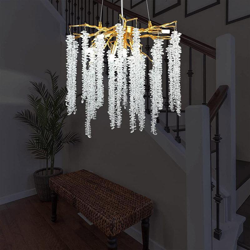 Doris White Crystal Branch Round Chandelier D20.5" L45" - 20.5"D Roundcasivra