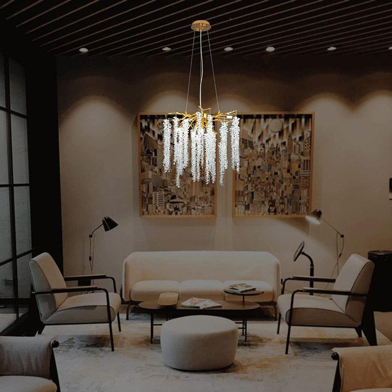 Doris White Crystal Branch Round Chandelier D20.5" L45" - 20.5"D Roundcasivra