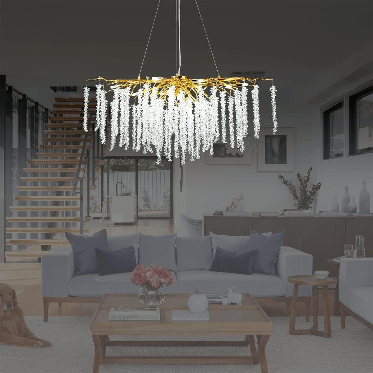 Doris White Crystal Branch Round Chandelier D20.5" L45" - 45"L Rectanglecasivra