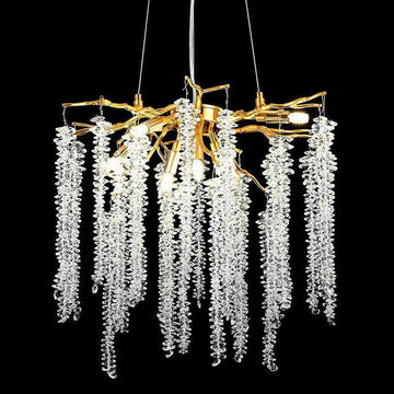 Doris White Crystal Branch Round Chandelier D20.5" L45" - 20.5"D Roundcasivra